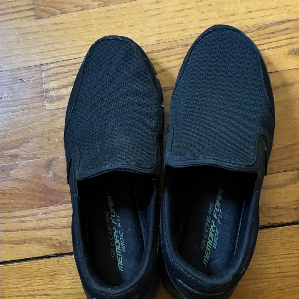 Skechers Men's Black Mesh Slip-Ons